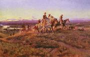 Charles M Russell Men of the Open Range oil painting on canvas
